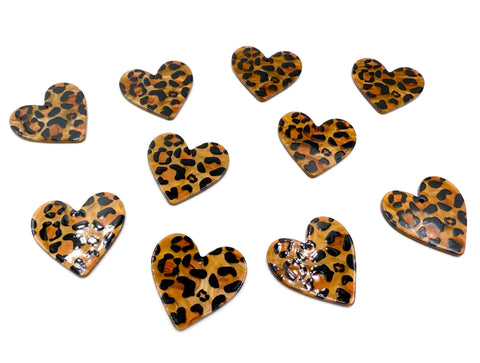 Brown Leopard Acrylic Heart Charm