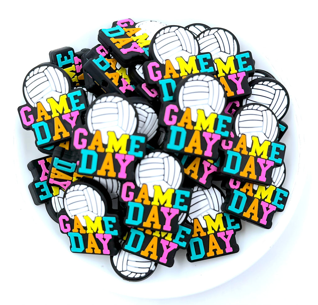 Game Day Volleyball Silicone Focal Beads