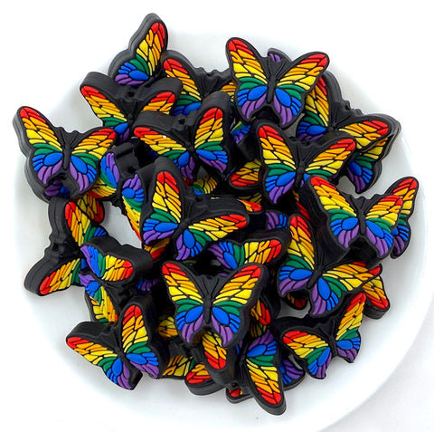 Butterfly Silicone Beads--Rainbow