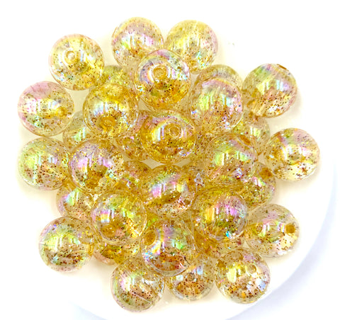 20mm Gold Jelly Glitter Chunky Beads