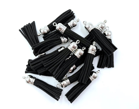 50mm Faux Leather Tassels--Black