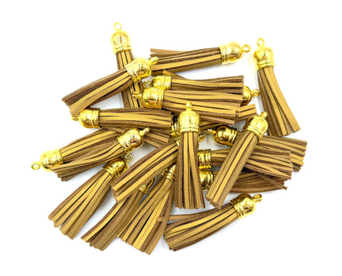 50mm Faux Leather Tassels--Gold