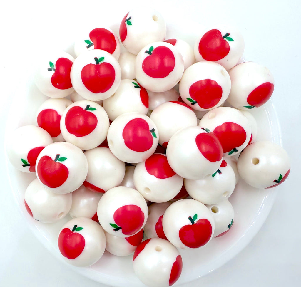 20mm Big Apple Printed Chunky Beads