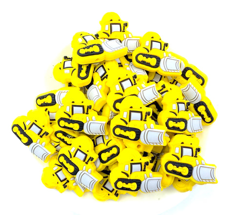 Bulldozer Construction Equipment Silicone Focal Beads--Yellow