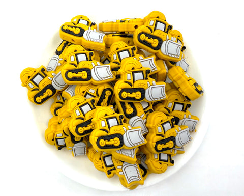 Bulldozer Construction Equipment Silicone Focal Beads--Mustard Yellow