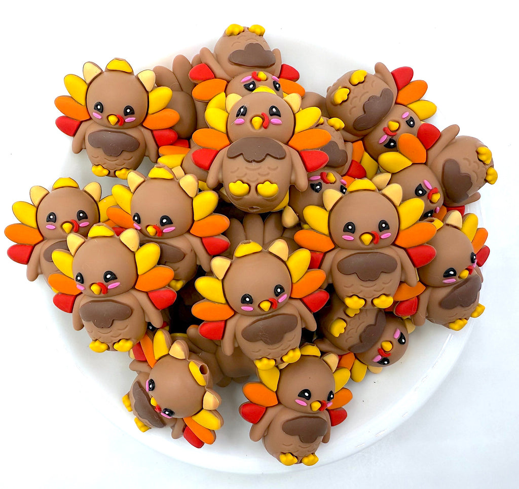 Turkey Thanksgiving 3D Silicone Focal Beads