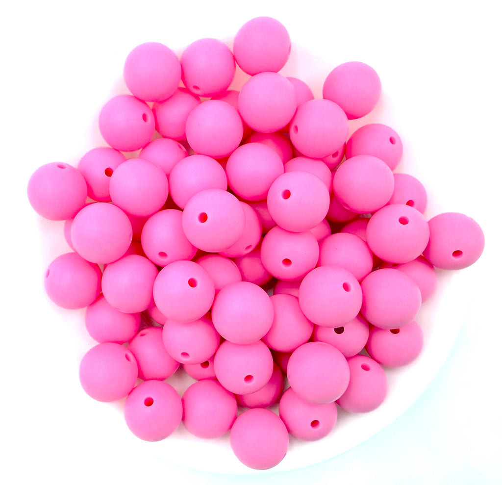 15mm Pink Silicone Beads