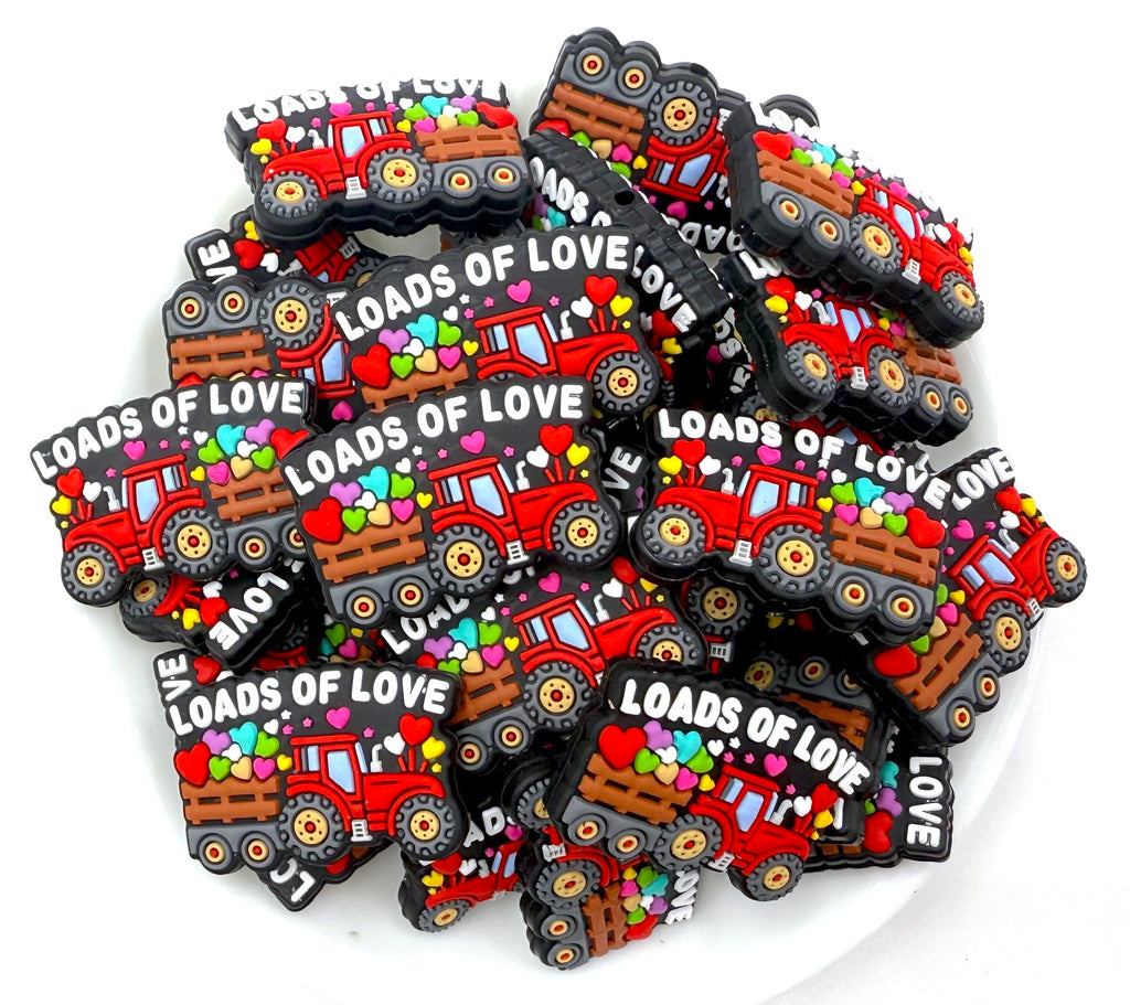 Loads Of Love Valentine Tractor Silicone Focal Beads