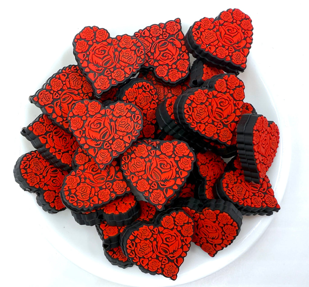 Rose Heart Valentine's Silicone Focal Beads