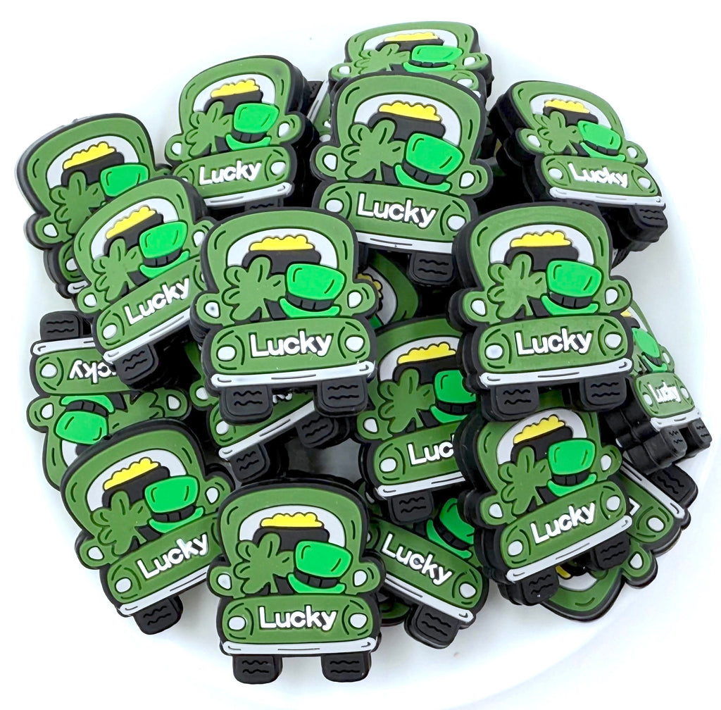 Lucky Truck St Patrick's Day Silicone Focal Beads