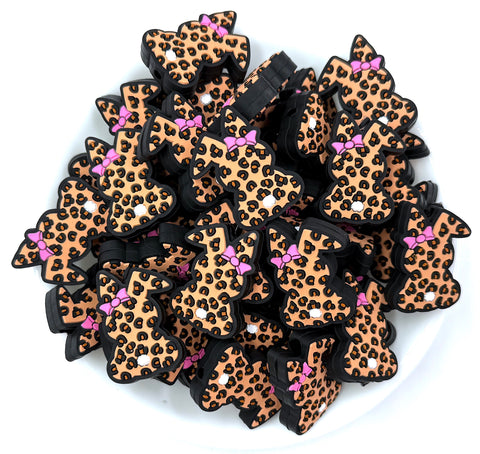 Brown Leopard Easter Bunny Silicone Focal Beads