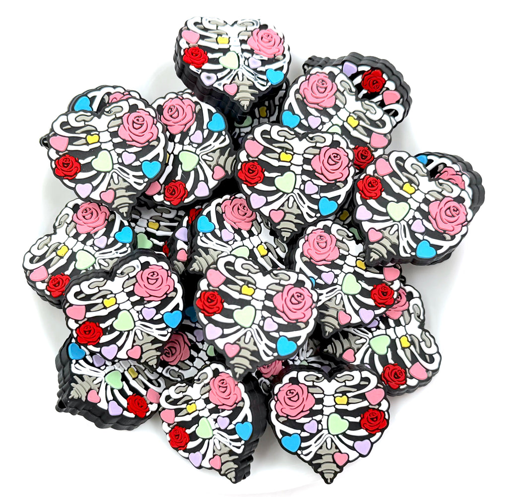 Skeleton Heart Valentine's Silicone Focal Beads