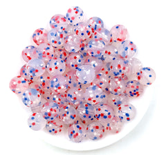 15mm Red, White & Blue Confetti Silicone Beads