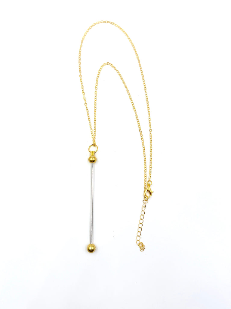 Gold Beadable Necklace Bar with Chain