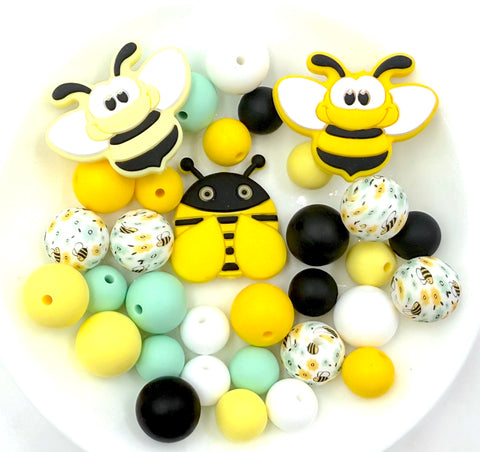 Bee Focal Silicone Bead Mix