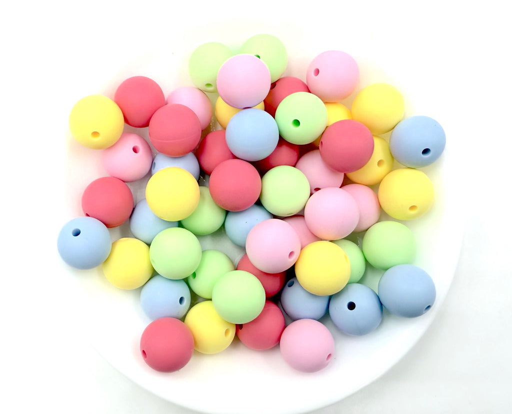 Spring Silicone Bead Mix--Baby Pink, Light Yellow, Perfectly Pink, Baby Blue & Honeydew