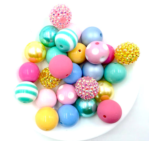 20mm Bright Pastel Easter Chunky Bead Mix