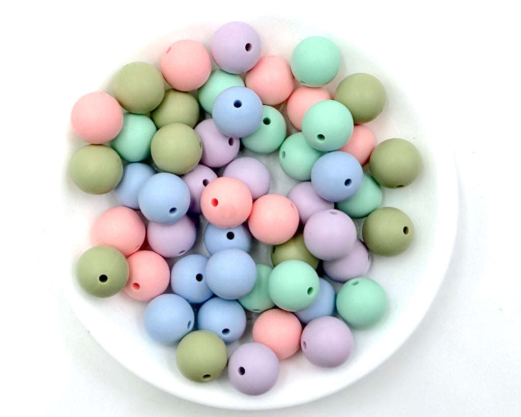 Spring Silicone Bead Mix--Pink Quartz, Sage, Baby Blue, Lavender Mist, Mint