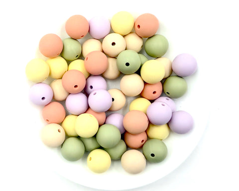 Spring Silicone Bead Mix--Beige, Light Yellow, Sage, Peach Sorbet, Lilac