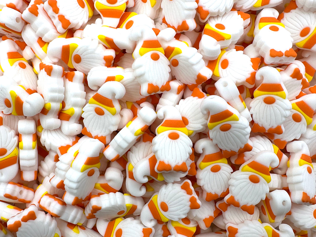 Glow in The Dark Candy Corn Halloween Gnome Silicone Beads