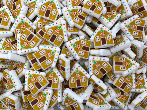 Gingerbread House Christmas Silicone Beads