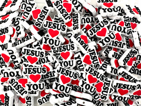 Jesus Loves You Silicone Focal Beads