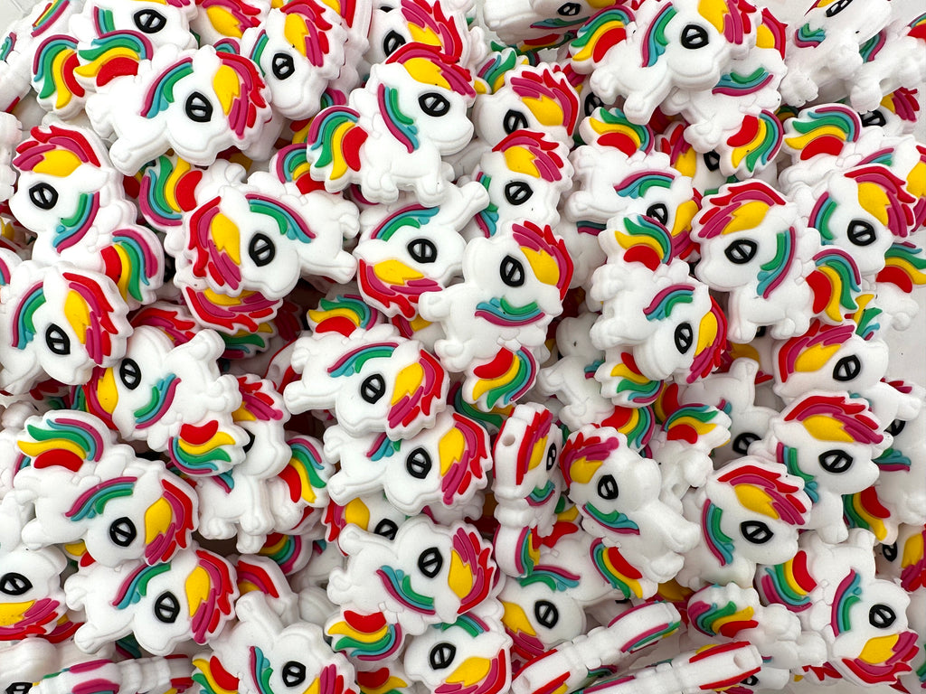 Primary Rainbow Unicorn Silicone Beads