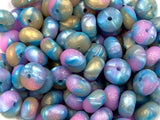 14mm Blue, Purple, Gold Swirl Glitter Mini Abacus Silicone Beads
