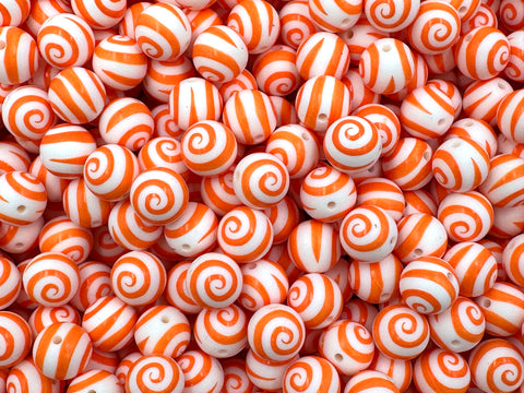 15mm Swirl Silicone Beads--Orange