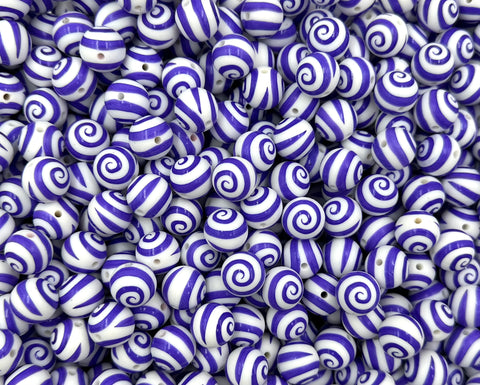 15mm Swirl Silicone Beads--Purple