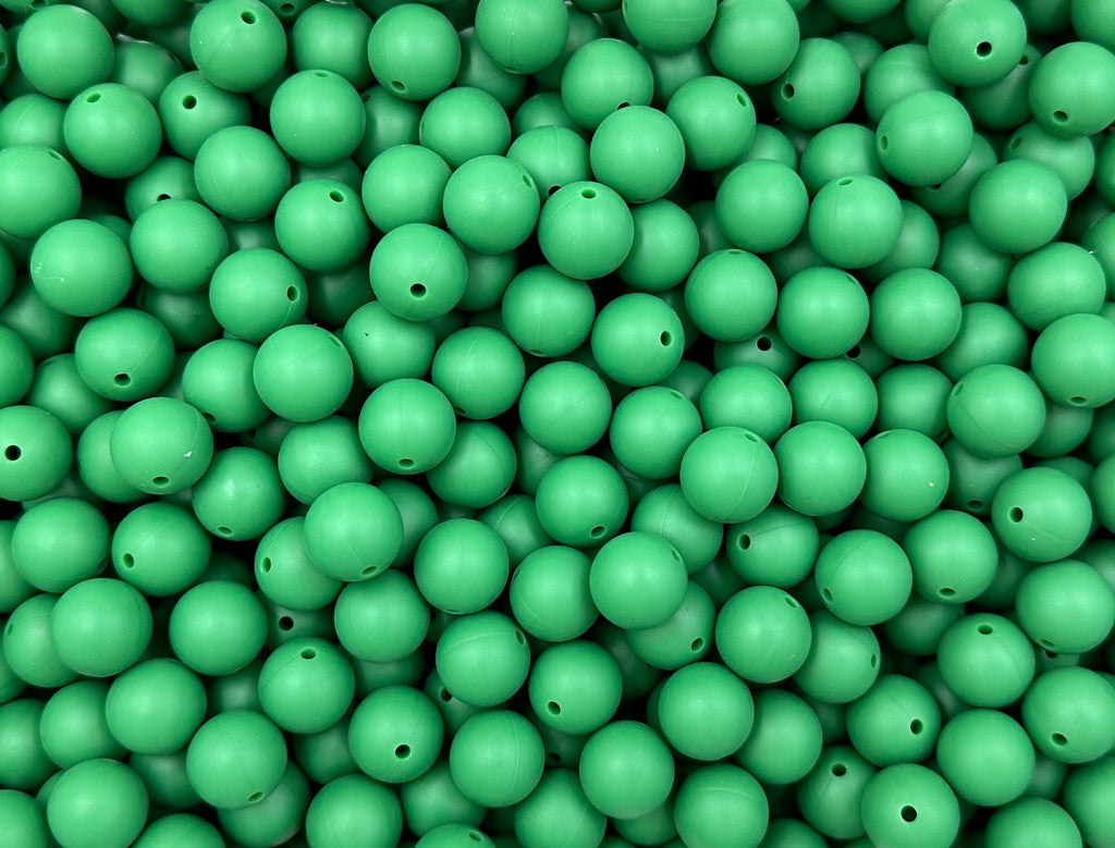 15mm Christmas Green Silicone Beads