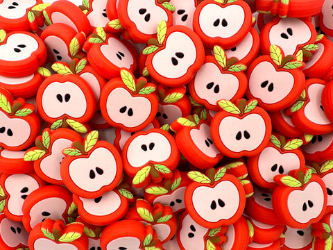 Apple Slice Silicone Focal Beads--Red