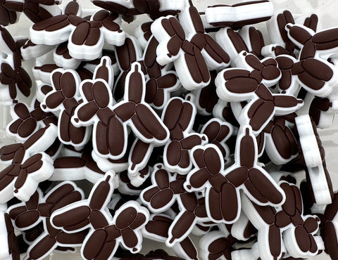 Balloon Dog Silicone Focal Beads--Brown