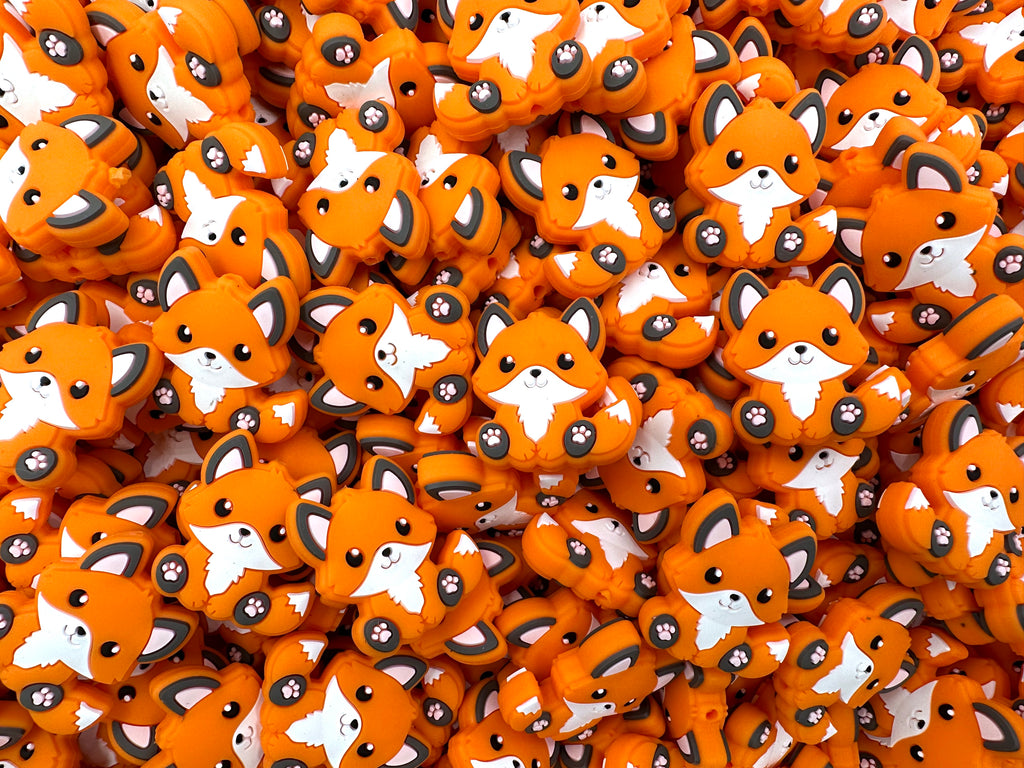 New! Orange Fox Silicone Beads