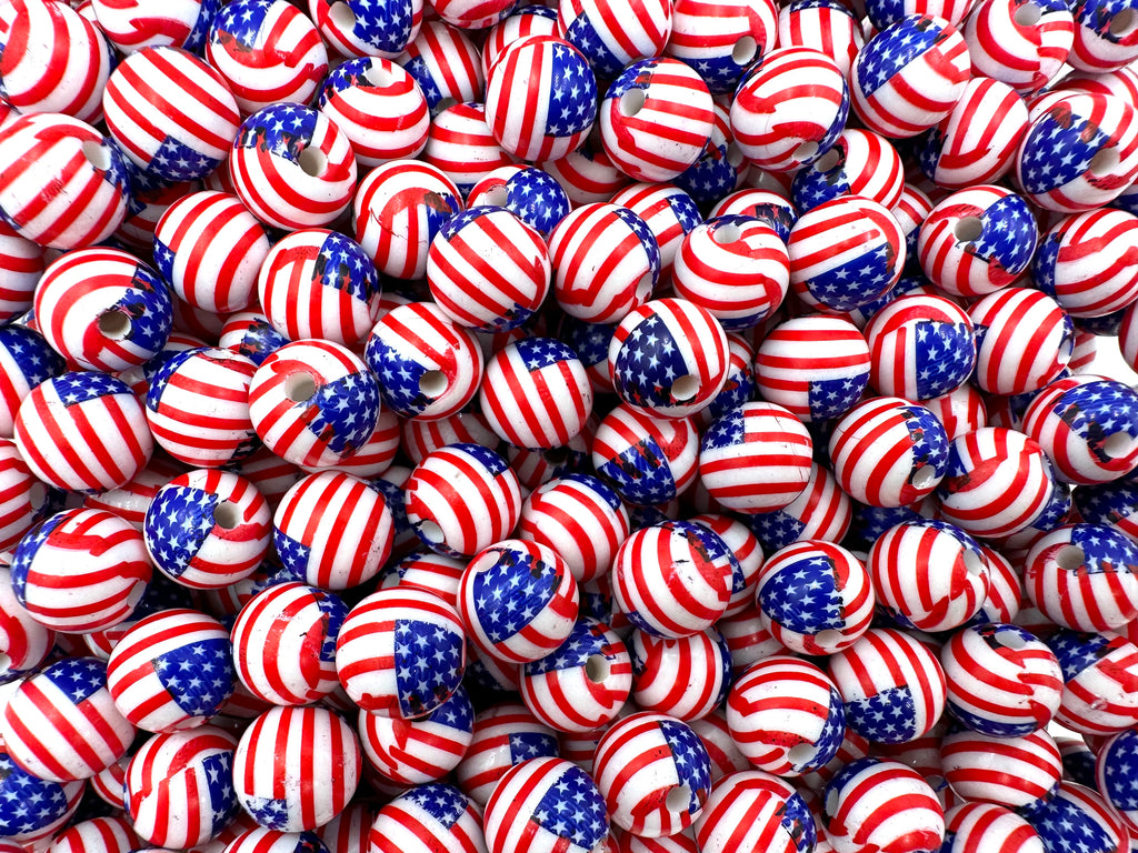 12mm Flag Acrylic Beads