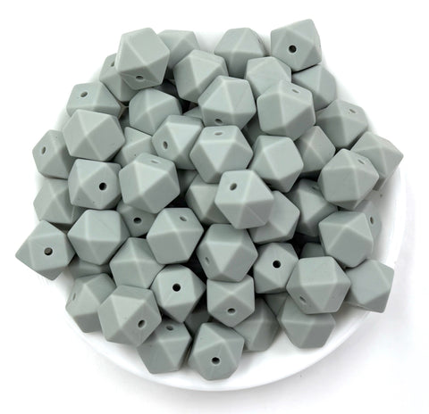 14mm Gray Green Mini Hexagon Silicone Beads