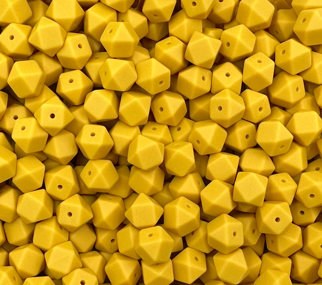 14mm Sunflower Yellow Mini Hexagon Silicone Beads