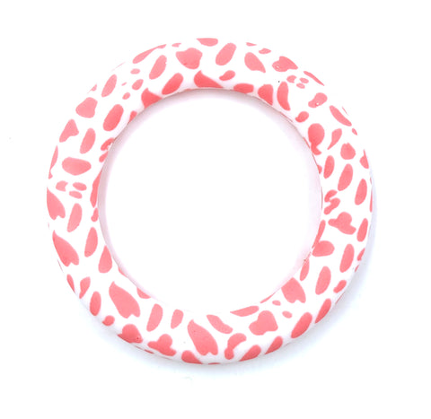 65mm Pink Cow Print Silicone Ring With Holes
