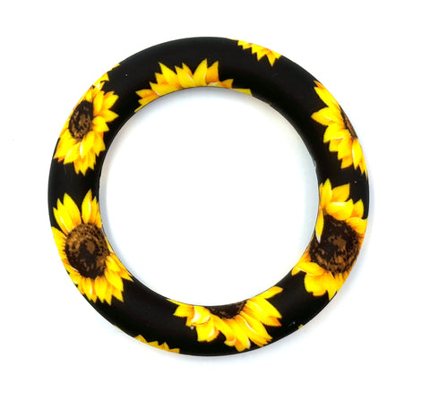 65mm Sunflower Print Silicone Ring With Holes
