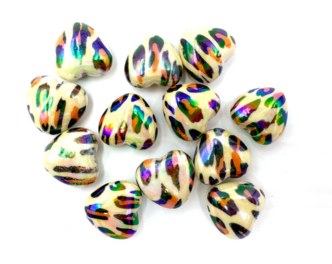 Cheetah Heart AB Iridescent Chunky Beads