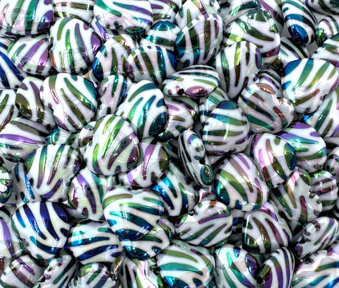 Zebra Heart AB Iridescent Chunky Beads