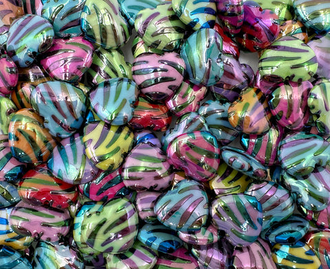 Mixed Color Zebra Heart AB Iridescent Chunky Beads