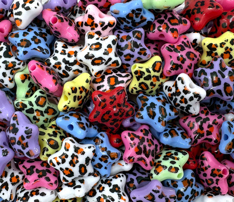 Mixed Color Cheetah Star Chunky Beads