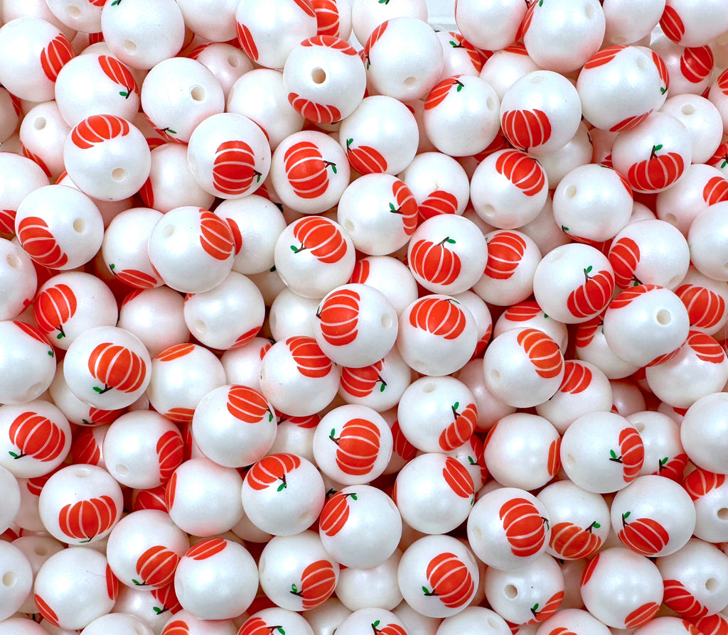 12mm Pumpkin Printed Acrylic Beads