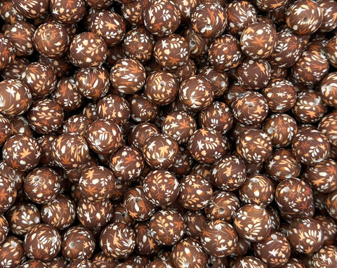 15mm Brown Leaves & Acorn Silicone Beads