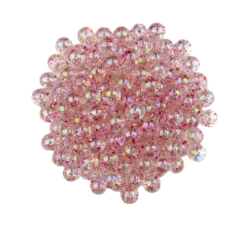 12mm Pink Clear Jelly Glitter Acrylic Beads