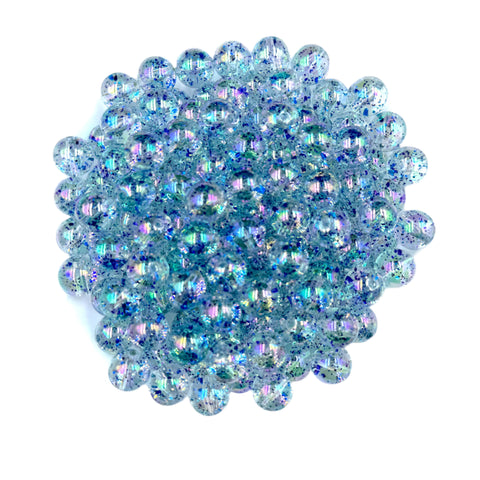 12mm Blue Clear Jelly Glitter Acrylic Beads
