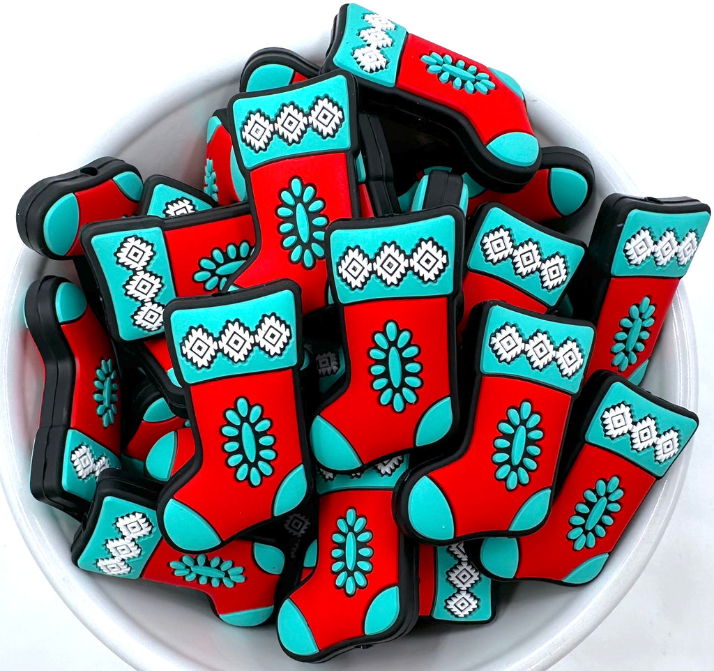 Western Christmas Stocking Silicone Focal Beads