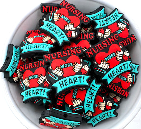 Nursing is a Work of Heart Silicone Focal Beads