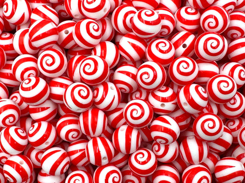 15mm Swirl Silicone Beads--Red